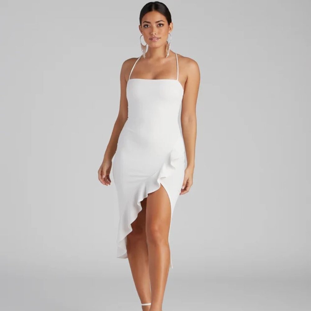 Windsor Add Some Flair Ruffle Detail Midi Dress S